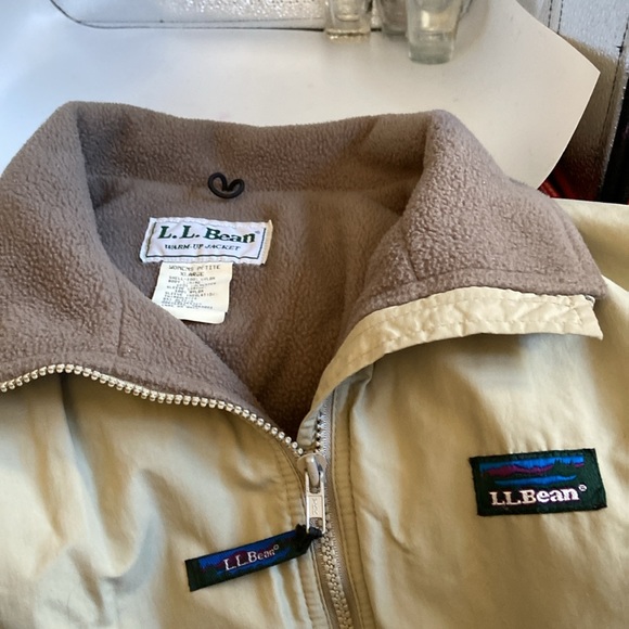 LL Bean warm-up jacket Women’s Petite XLarge in tan with chocolate lining - Picture 5 of 8
